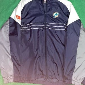 Vintage Mens NFL Miami Dolphins Windbreaker Size L Zip up Embroidered